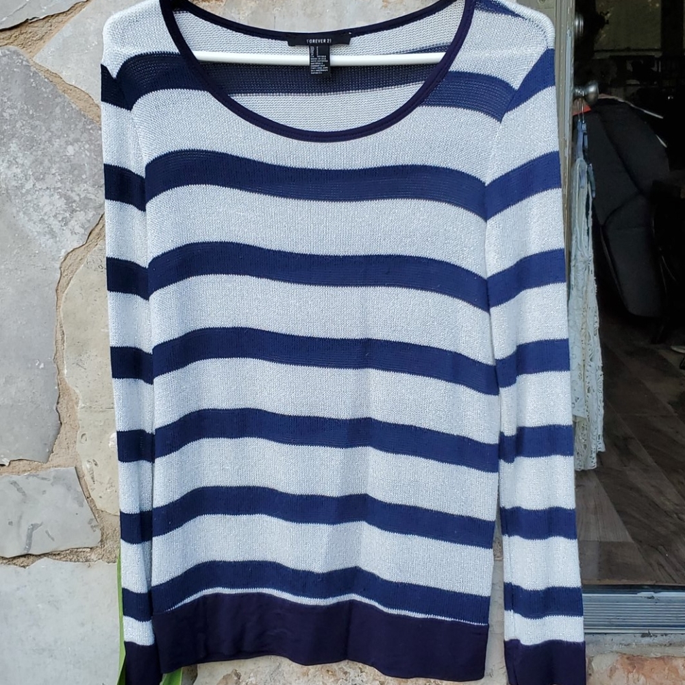 Navy & white SHINE striped sweater